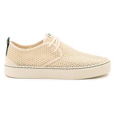 Offwhite Mesh-Sommersneaker in hellem Beige, seitliche Ansicht.
