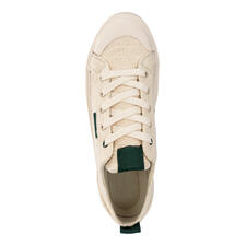 Sanjo Sommer-Tweed-Sneaker Sanjo Sommer-Tweed-Sneaker, von oben in hellbeige mit grünen Akzenten.