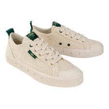 Sanjo Sommer-Tweed-Sneaker - Der beliebte Sneaker-Klassiker mit sommerlich modischem Update: aus luftigem Baumwoll-Tweed. Sanjo Sommer-Tweed-Sneaker in heller Farbe, frontal Ansicht, mit Schnürsenkeln.