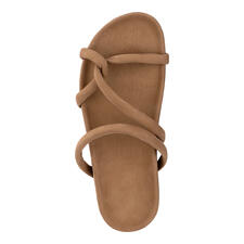 Caramel Obenansicht einer Komfort-Pantoletten in Caramelfarbe.