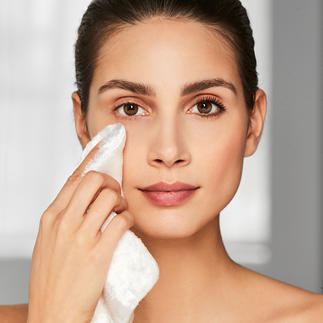 Beauty-Tuch aus Cellulose Make-up-­Entfernung nur mit Wasser, ohne Chemie. Natürliche Cellulosefasern reinigen Ihre Haut sanft und gründlich.