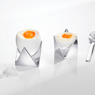Alessi Eierbecher in Form von zwei zusammengelegten Schalen.