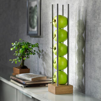 Obstständer Modernes Holz-Edelstahl-Design lagert und präsentiert Früchte platzsparend, luftig und dekorativ zugleich.