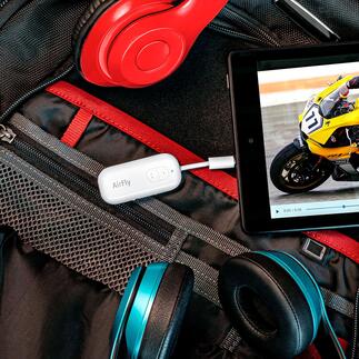Airfly-Duo Bluetooth-Adapter  Endlich: kabelloser Hörgenuss auch von nicht-bluetooth-fähigen Geräten.