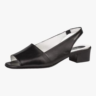 Schwarze Mario Arpili Sandalette in Größe 36 mit mittelhohem Holzabsatz.