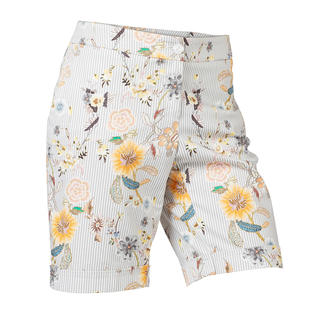 Edel-Bermuda-Shorts mit floralem Muster in pastellfarbenem Design.