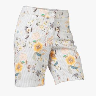 Edel-Bermuda-Shorts mit floralem Muster in pastellfarbenem Design.