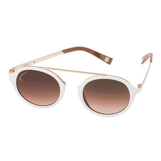 Die elegante Sonnenbrille zum Weiss-Trend. Angesagt runde Gläser. Retro-Form ohne Nasensteg. Erschwinglicher Preis.