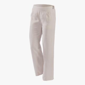 Beige Komfort-Leinen-Schlupfhose mit seitlichen Taschen