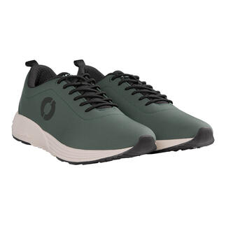 Vorderansicht von zwei schwarzen Ecoalf Recycling-Sneakers nebeneinander.