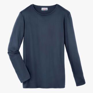 Rauchblaues Edel-Longsleeve aus hochwertiger Baumwolle, schlicht und elegant