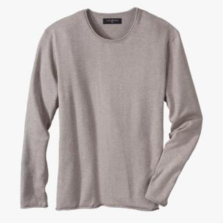 Beige Junghans 1954 Edel-Basic-Pullover auf weißem Hintergrund.