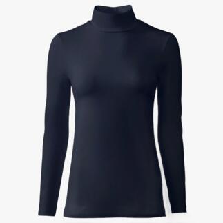 Schwarzes Baumwoll/Kaschmir-Highneck-Shirt.