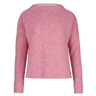 Rückansicht von rosa Walkpullover mit Rundhalsausschnitt