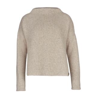 Beigefarbener Walkpullover mit Rundhalsausschnitt