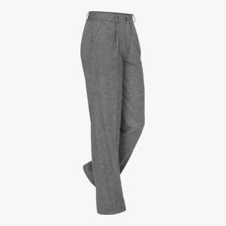 Seitenansicht einer grauen Schurwollhose.