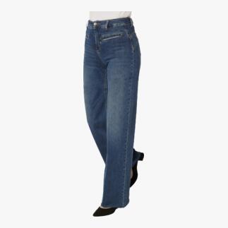 Seitenansicht von einer weiten Jeans in blau