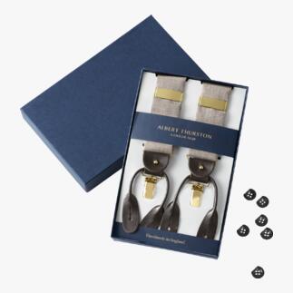 Albert Thurston Edel-Hosenträger in Geschenkbox mit Knöpfen