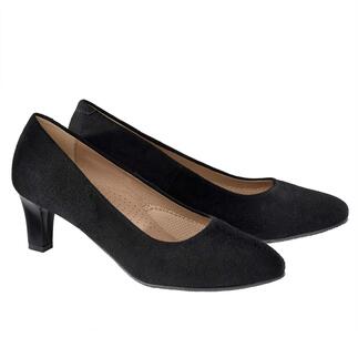 Schwarze OCONI Relax-Pumps mit Absatz auf neutralem Hintergrund