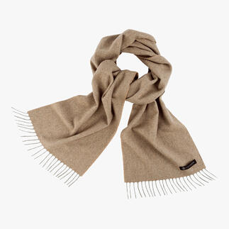 Basic-Kaschmirschal in Camel mit Fransen.