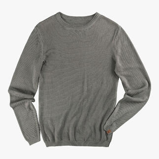 Grauer Ivanhoe Tencel-Piqué-Pullover auf einem weißen Hintergrund.