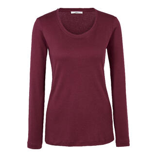 Burgunderfarbenes Jh.1954 Kaschmir-Longsleeve mit Rundhalsausschnitt