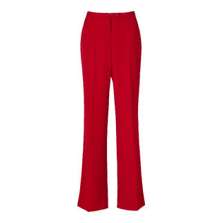 Rote Kofferhose mit geradem Schnitt und hohem Bund.