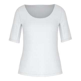 Weißes Funktions-Blazershirt mit Rundhalsausschnitt, vorne.