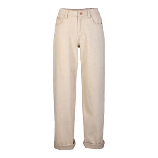 Leinen-Sommerjeans in Beige mit lockerer Passform.