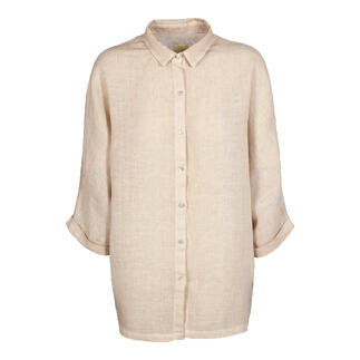 Blusenshirt aus lichtem Stoff in sandfarbener Farbe.