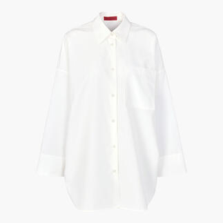 Oversize Sommerbluse in Weiß mit geradem Schnitt.