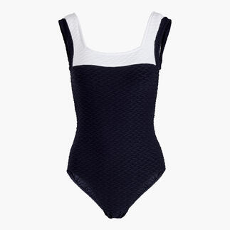 Navy farbener Badeanzug mit strukturiertem Obermaterial, Größe 36.