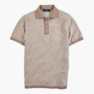 Sand-beiges Kurzarm-Polo-Shirt mit Knopfleiste.