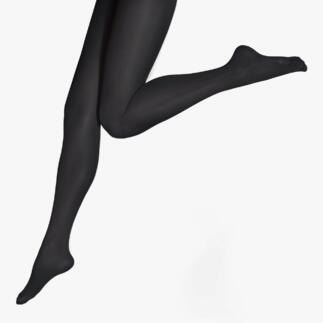 Schwarze Strumpfhose, Bein in Bewegung.