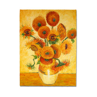 Zhao Xiaoyong malt Vincent van Gogh – 15 Sonnenblumen in einer Vase Vincent van Goghs Sonnenblumen:
Die perfekte Kunstkopie – 100 % von Hand in Öl gemalt. Masse: 73 x 92 cm