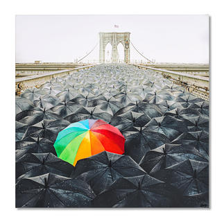 Robert Jahns – Rainbow Umbrella Robert Jahns: Einer der populärsten Instagram-Stars. 40.000 Likes! Rainbow Umbrella – jetzt als Leinwand-Edition. Exklusiv bei Pro-Idee. Masse: 100 x 100 cm
