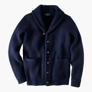 AP Schalkragen-Cardigan in Navy mit dicker Rippstruktur.