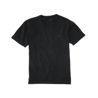 Schwarzes Merino-Edel-Shirt aus weichem Stoff mit kleinem Logo auf der Brust.