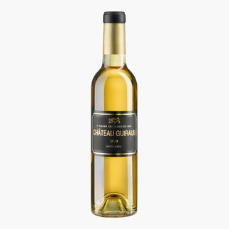 Weißweinflasche Château Giraud BIO aus dem Jahr 2014 mit goldener Kappe.