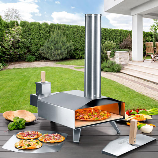 Ooni 3 Holzofen mit Pizzastein und Pizzaschieber, Silber