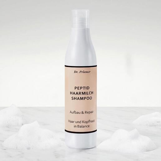 Flasche Haarmilch Aufbau- und Repair-Shampoo, 250 ml mit schlichtem Etikett.
