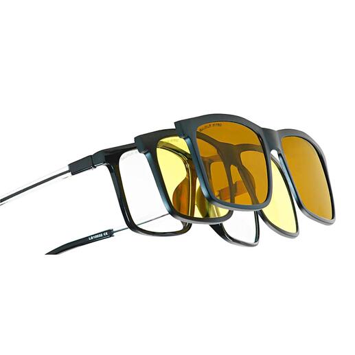 Eagle Eyes® 3-in-1-Brillensystem Mit einem Klick: Sonnen-, Nachtsicht- oder Computerbrille. Von Eagle Eyes®, USA.