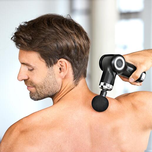 Kompakt-Massagepistole mit Schwenkarm Tiefenwirksame Perkussionsmassage für Muskeln, Faszien und Bindegewebe. Jetzt bequem auch unterwegs.