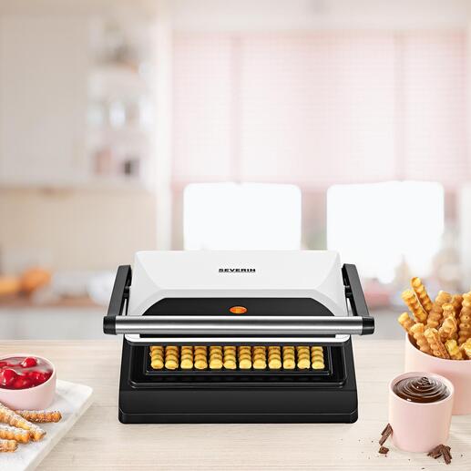 Waffelpommes-Maker Food-Trend und Party-Hit: Waffeln im Pommes-Style. In 2 - 3 Minuten perfekt gebacken. 12 Stück zugleich.