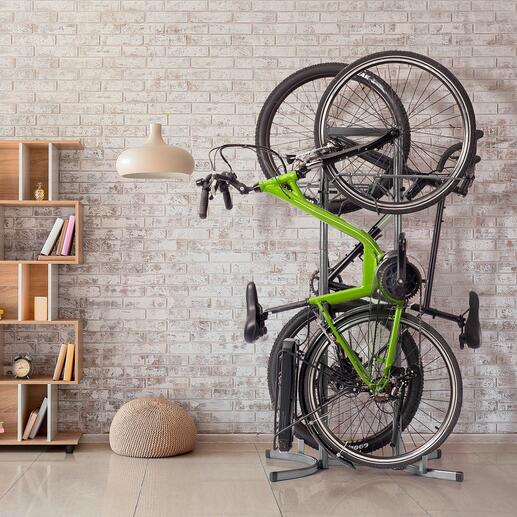 (E-)Bike-Hängeparker Das platzsparende Kraftpaket unter den Fahrrad-Garderoben: parkt 2 E-Bikes auf kleinstem Raum.