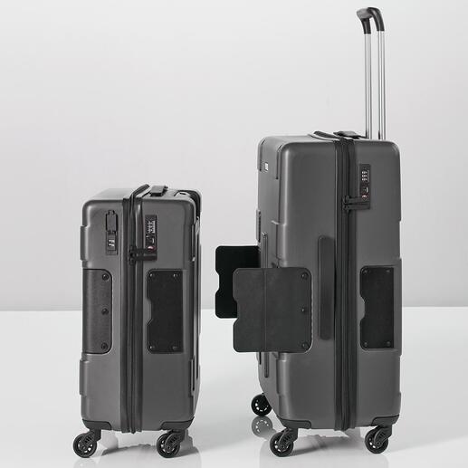 Vous reliez facilement les valises à roulettes en une unité stable grâce au système « connect » breveté.