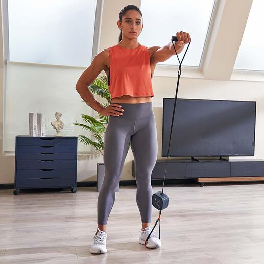 Pocket-Gym  Die Fitness-Innovation 2023: Smartes Kabelzug-Training auf kleinstem Raum. Bis zu 20 kg Widerstand – einfach per App steuerbar.