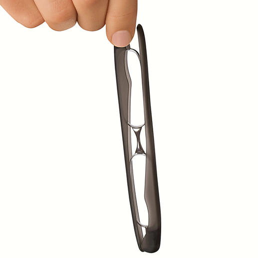 Falt-Lesebrille Zusammengeklappt leichter und flacher als ein Kugelschreiber. Durch die Bügel perfekt geschützt.