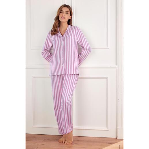 Der Pyjama für den ersten guten Eindruck am Morgen. Aus superweichem, fein gerautem Baumwoll-Flanell.
