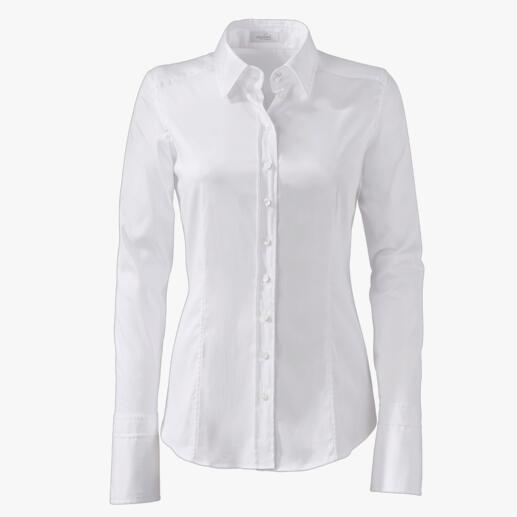 Weißes van Laack Basic-Bluse, vorne mit Knöpfen, Größe 34B.